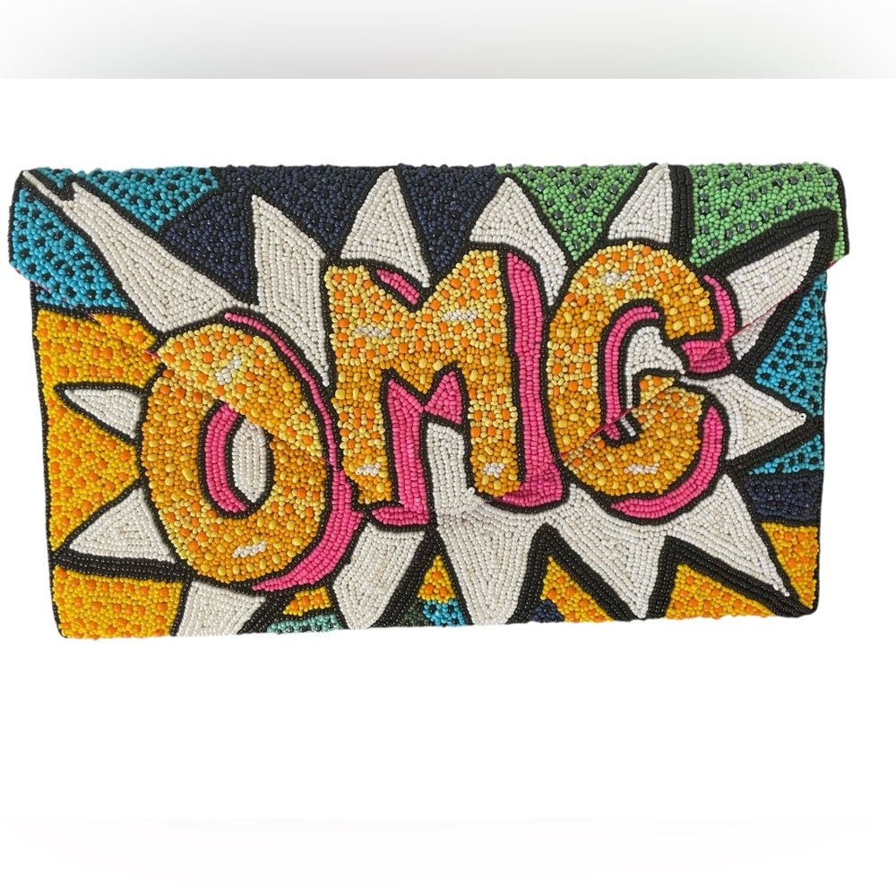 RICKI DESIGN Multicolored Beaded OMG Crossbody / Shoulder Bag with Metal Strap - Picture 4 of 15